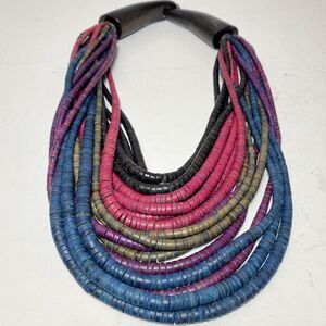 17 Strand Jewel Tones Beaded Necklace $80 Fool Proof Clasp Vintage Old New Stock